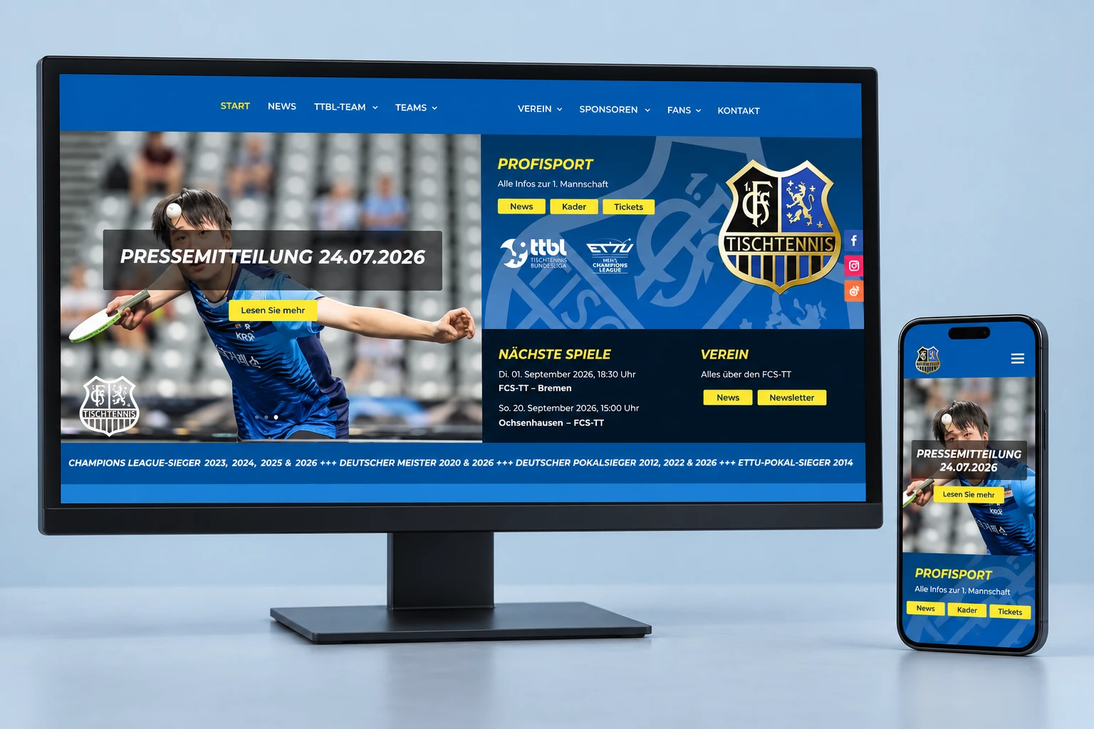 Website des 1. FC Saarbrücken Tischtennis