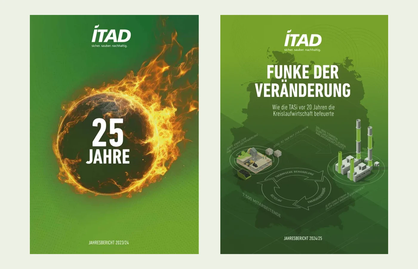 Von bäcker marketing gestaltete ITAD-Jahresberichte 2023/24 und 2024/25.