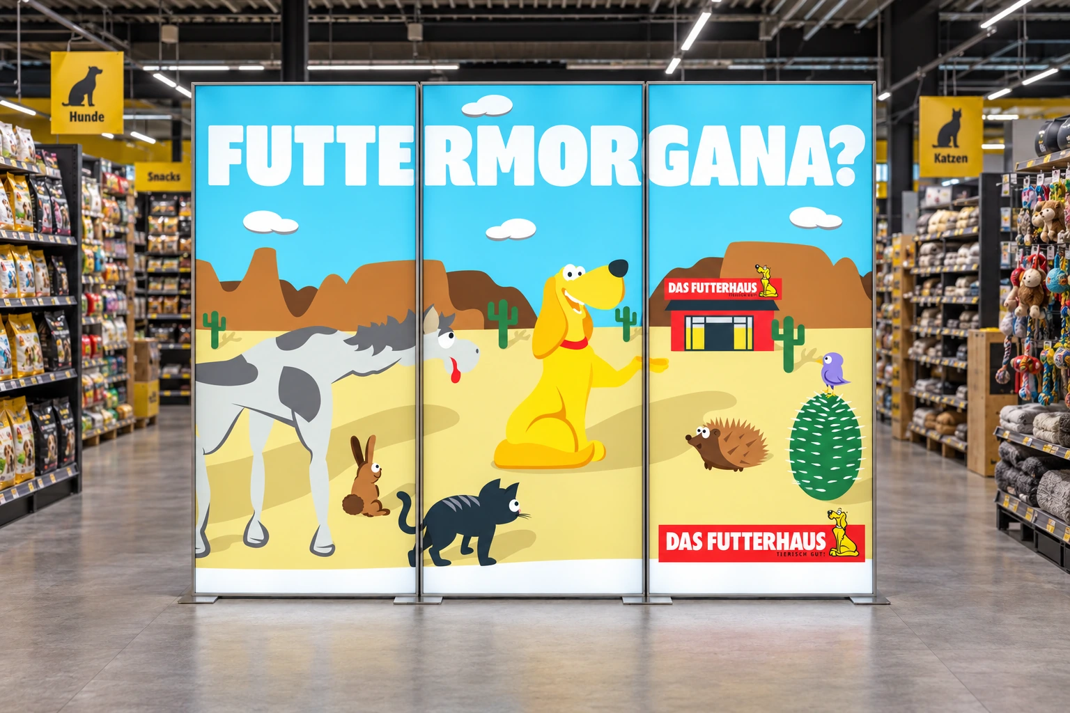 FUTTERMORGANA: Kampagnenmotiv als Leuchtdisplay